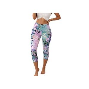 Apana Tropical Floral High Rise Capri Leggings Small